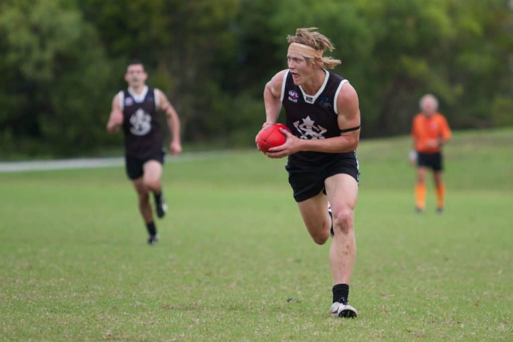 CAREER BOOST: Former North Coffs player Levi Sands in full flight for his current club the Western Suburb Magpies. CAREER BOOST: Former North Coffs player Levi Sands in full flight for his current club the Western Suburb Magpies.